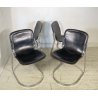 SET 4 SEDIA Willy Rizzo MOD. C2 IMPILABILE DESIGN ACCIAIO CROMATO CUOIO ANNI 70