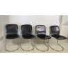 SET 4 SEDIA Willy Rizzo MOD. C2 IMPILABILE DESIGN ACCIAIO CROMATO CUOIO ANNI 70
