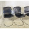 SET 4 SEDIA Willy Rizzo MOD. C2 IMPILABILE DESIGN ACCIAIO CROMATO CUOIO ANNI 70
