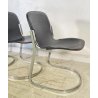SET 4 SEDIA Willy Rizzo MOD. C2 IMPILABILE DESIGN ACCIAIO CROMATO CUOIO ANNI 70