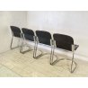 SET 4 SEDIA Willy Rizzo MOD. C2 IMPILABILE DESIGN ACCIAIO CROMATO CUOIO ANNI 70