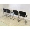 SET 4 SEDIA Willy Rizzo MOD. C2 IMPILABILE DESIGN ACCIAIO CROMATO CUOIO ANNI 70