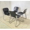 SET 4 SEDIA Willy Rizzo MOD. C2 IMPILABILE DESIGN ACCIAIO CROMATO CUOIO ANNI 70