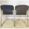SET 4 SEDIA Willy Rizzo MOD. C2 IMPILABILE DESIGN ACCIAIO CROMATO CUOIO ANNI 70