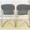 SET 4 SEDIA Willy Rizzo MOD. C2 IMPILABILE DESIGN ACCIAIO CROMATO CUOIO ANNI 70