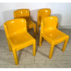 SET 4 SEDIE Kartell 4875 GIALLE Carlo Bartoli ITALY PLASTICA ANNI 70 DESIGN