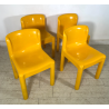 SET 4 SEDIE Kartell 4875 GIALLE Carlo Bartoli ITALY PLASTICA ANNI 70 DESIGN