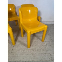 SET 4 SEDIE Kartell 4875 GIALLE Carlo Bartoli ITALY PLASTICA ANNI 70 DESIGN