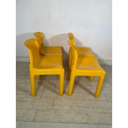 SET 4 SEDIE Kartell 4875 GIALLE Carlo Bartoli ITALY PLASTICA ANNI 70 DESIGN