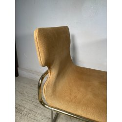 COPPIA SEDIE VINTAGE WILLY RIZZO ALCANTARA METALLO CROMATO DORATO 1970 DESIGN