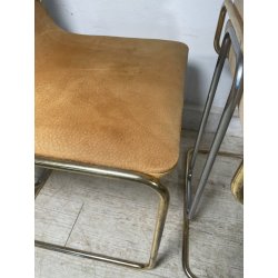 COPPIA SEDIE VINTAGE WILLY RIZZO ALCANTARA METALLO CROMATO DORATO 1970 DESIGN