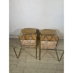 COPPIA SEDIE VINTAGE WILLY RIZZO ALCANTARA METALLO CROMATO DORATO 1970 DESIGN