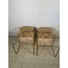 COPPIA SEDIE VINTAGE WILLY RIZZO ALCANTARA METALLO CROMATO DORATO 1970 DESIGN