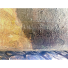 GRANDE DIPINTO OLIO VEDUTA CREPUSCOLARE ARCHITETTURE MARINA PAESAGGIO XIX sec