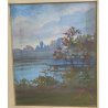 QUADRO DIPINTO OLIO BRISTOL Nicola Laurenti PAESAGGIO BRUGHIERA FIUME PRIMI '900