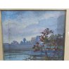 QUADRO DIPINTO OLIO BRISTOL Nicola Laurenti PAESAGGIO BRUGHIERA FIUME PRIMI '900