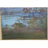 QUADRO DIPINTO OLIO BRISTOL Nicola Laurenti PAESAGGIO BRUGHIERA FIUME PRIMI '900
