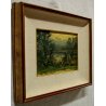 QUADRO DIPINTO OLIO TAVOLA Artino Giroldi PAESAGGIO BRUGHIERA CREPUSCOLO '900