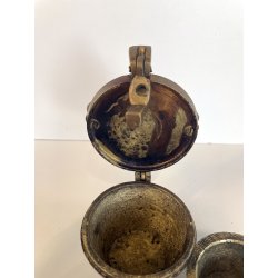 COMPLETO vecchia PILA PESI di NORIMBERGA bilancia FARMACIA bronzo h 9 cm (7+1)