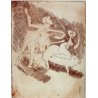 QUADRO ANTICA LITOGRAFIA DISEGNO CHINA Pal 72 NUDO UOMO DONNA MAIALE TORO 