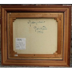 QUADRO DIPINTO Gobbato '76 OLIO TELA CUPOLA CHIESA MONSERRAT ISOLA D'ELBA VEDUTA