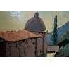 QUADRO DIPINTO Gobbato '76 OLIO TELA CUPOLA CHIESA MONSERRAT ISOLA D'ELBA VEDUTA