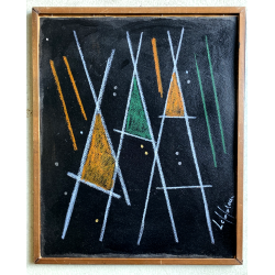 RARO DISEGNO TECNICA MISTA CARTONE Jean Leppien GEOMETRICO ASTRATTO Bauhaus '900