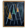 RARO DISEGNO TECNICA MISTA CARTONE Jean Leppien GEOMETRICO ASTRATTO Bauhaus '900