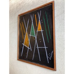RARO DISEGNO TECNICA MISTA CARTONE Jean Leppien GEOMETRICO ASTRATTO Bauhaus '900