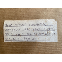 RARO DISEGNO TECNICA MISTA CARTONE Jean Leppien GEOMETRICO ASTRATTO Bauhaus '900