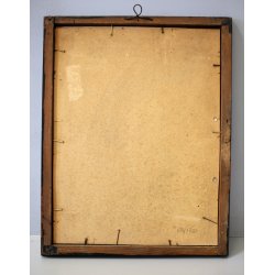 ANTICO QUADRO LITOGRAFIA DISEGNO A. Pollini 1930 ACQUERELLO PAESAGGIO BOSCO NEVE