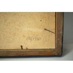 ANTICO QUADRO LITOGRAFIA DISEGNO A. Pollini 1930 ACQUERELLO PAESAGGIO BOSCO NEVE