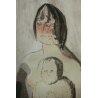 SERIGRAFIA ACQUERELLATA LITOGRAFIA ARTE DISEGNO EPOCA MADRE BIMBO MATERNITA