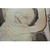 SERIGRAFIA ACQUERELLATA LITOGRAFIA ARTE DISEGNO EPOCA MADRE BIMBO MATERNITA