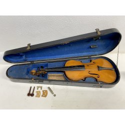 ANTICO VIOLINO da STUDIO COPPIA ARCHETTI CUSTODIA LEGNO DA RESTAURARE META' 900