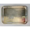 PICCOLO VASSOIO RETTANGOLARE VINTAGE METALLO ARGENTATO BORDI MODANATI 30x21 cm