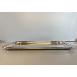 PICCOLO VASSOIO RETTANGOLARE VINTAGE METALLO ARGENTATO BORDI MODANATI 30x21 cm
