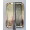 PICCOLO VASSOIO RETTANGOLARE VINTAGE METALLO ARGENTATO BORDI MODANATI 30x21 cm