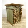 ANTICO TABERNACOLO LIGNEO SCOLPITO LACCATO VERDE CHERUBINI DORATI BAROCCO XVII