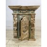 ANTICO TABERNACOLO LIGNEO SCOLPITO LACCATO VERDE CHERUBINI DORATI BAROCCO XVII