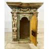 ANTICO TABERNACOLO LIGNEO SCOLPITO LACCATO VERDE CHERUBINI DORATI BAROCCO XVII