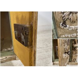 ANTICO TABERNACOLO LIGNEO SCOLPITO LACCATO VERDE CHERUBINI DORATI BAROCCO XVII