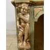 ANTICO TABERNACOLO LIGNEO SCOLPITO LACCATO VERDE CHERUBINI DORATI BAROCCO XVII