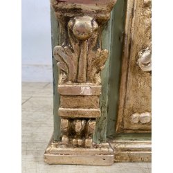 ANTICO TABERNACOLO LIGNEO SCOLPITO LACCATO VERDE CHERUBINI DORATI BAROCCO XVII