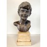 SCULTURA BRONZO FIRMATA De Martino PASTORELLO SCUGNIZZO RAGAZZO BASE MARMO 32 cm