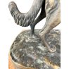 ANTICA SCULTURA BRONZO LEVRIERO BORZOI FIGURA ANIMALE CANE 17cm/h BASE MARMO XX