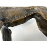 ANTICA SCULTURA BRONZO LEVRIERO BORZOI FIGURA ANIMALE CANE 17cm/h BASE MARMO XX