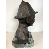 SCULTURA BRONZO BUSTO SCUGNIZZO NAPOLETANO De Martino FIRMATO BASE MARMO 38 cm/h