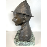 SCULTURA BRONZO BUSTO SCUGNIZZO NAPOLETANO De Martino FIRMATO BASE MARMO 38 cm/h