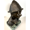 SCULTURA BRONZO BUSTO SCUGNIZZO NAPOLETANO De Martino FIRMATO BASE MARMO 38 cm/h